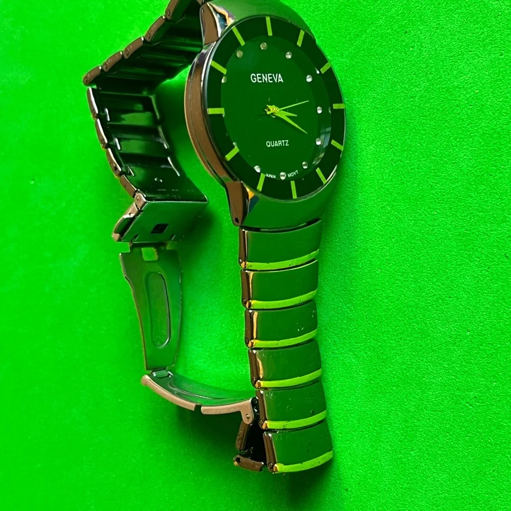 Geneva Hematite Diamond Look Men's Watch